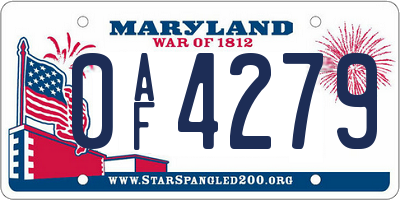 MD license plate 0AF4279