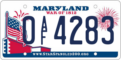 MD license plate 0AF4283