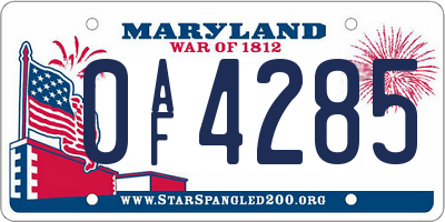 MD license plate 0AF4285