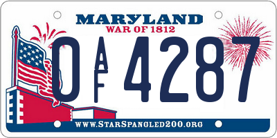 MD license plate 0AF4287