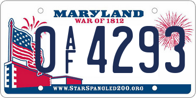 MD license plate 0AF4293