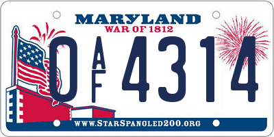 MD license plate 0AF4314