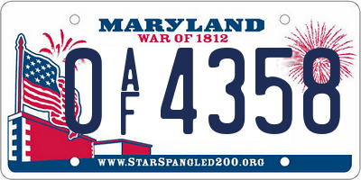 MD license plate 0AF4358