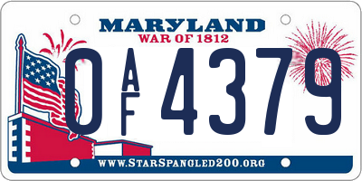 MD license plate 0AF4379
