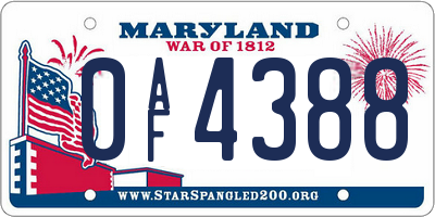 MD license plate 0AF4388