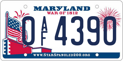 MD license plate 0AF4390