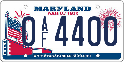 MD license plate 0AF4400
