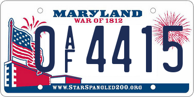 MD license plate 0AF4415
