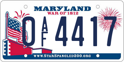 MD license plate 0AF4417