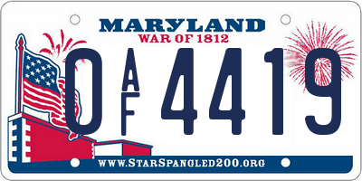MD license plate 0AF4419