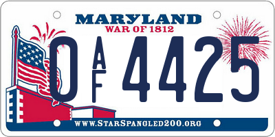 MD license plate 0AF4425