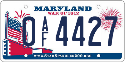 MD license plate 0AF4427