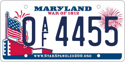 MD license plate 0AF4455
