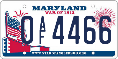 MD license plate 0AF4466
