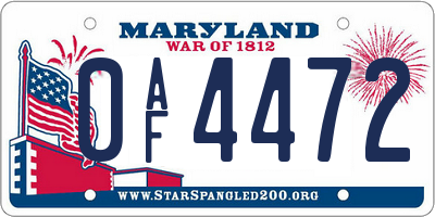 MD license plate 0AF4472