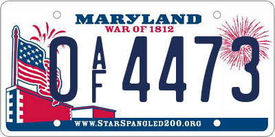 MD license plate 0AF4473