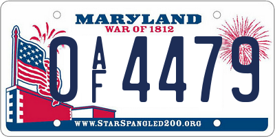 MD license plate 0AF4479
