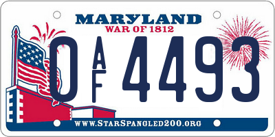 MD license plate 0AF4493