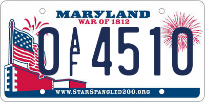 MD license plate 0AF4510