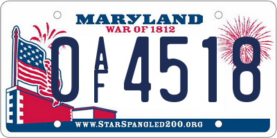 MD license plate 0AF4518