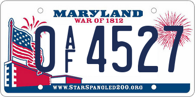 MD license plate 0AF4527