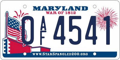 MD license plate 0AF4541