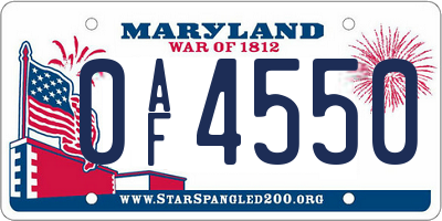 MD license plate 0AF4550