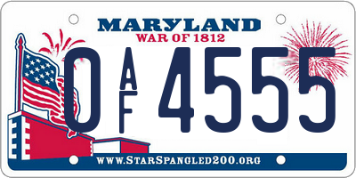 MD license plate 0AF4555