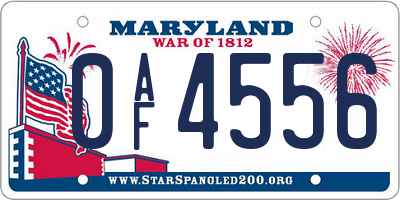 MD license plate 0AF4556