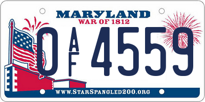 MD license plate 0AF4559