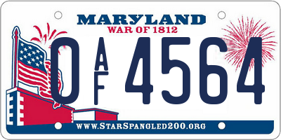 MD license plate 0AF4564