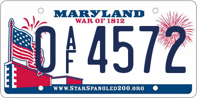 MD license plate 0AF4572