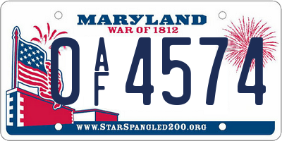 MD license plate 0AF4574
