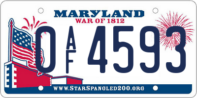 MD license plate 0AF4593