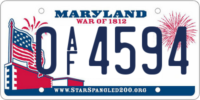 MD license plate 0AF4594