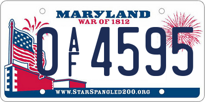 MD license plate 0AF4595