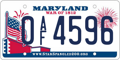 MD license plate 0AF4596
