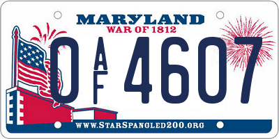 MD license plate 0AF4607