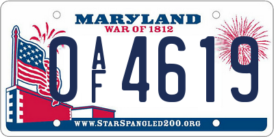 MD license plate 0AF4619