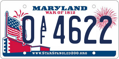 MD license plate 0AF4622