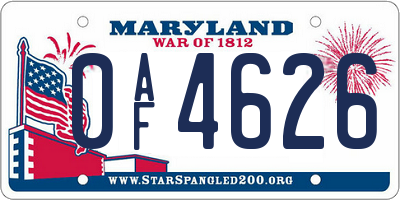 MD license plate 0AF4626
