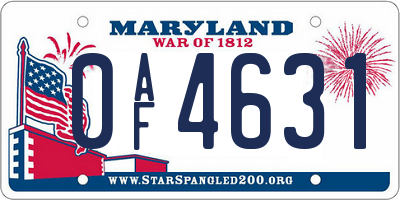 MD license plate 0AF4631