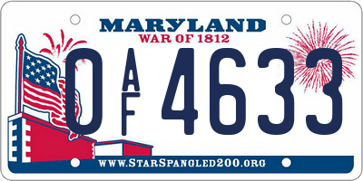 MD license plate 0AF4633