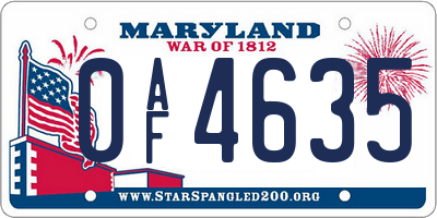 MD license plate 0AF4635
