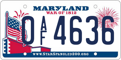 MD license plate 0AF4636
