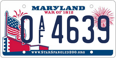 MD license plate 0AF4639