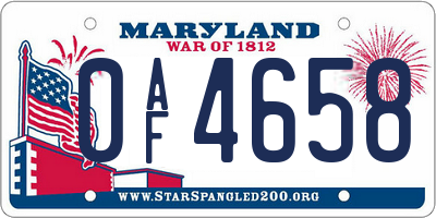MD license plate 0AF4658