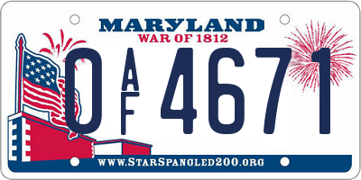 MD license plate 0AF4671