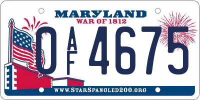 MD license plate 0AF4675