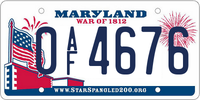 MD license plate 0AF4676